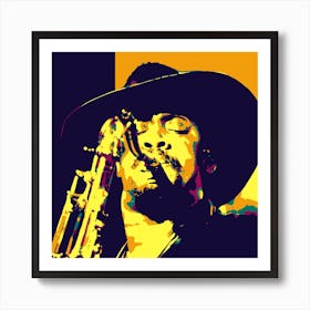 Clarence Clemons American Saxophonist Legend in Pop Art Art Print