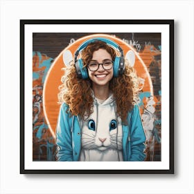 448919 Female Programmer With A Big Smile, White Rabbit E Xl 1024 V1 0 1 Art Print