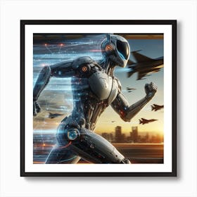 Futuristic Robot Running 12 Art Print