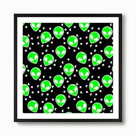 Aliens On Black Background Art Print