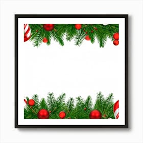 Christmas Frame With Candy Canes 1 Art Print