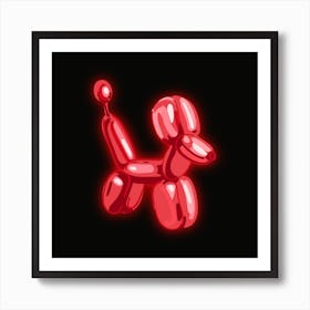 Red Neon Balloon Dog Square Wall Art Art Print