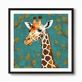 Abstract Pattern Of A Giraffe With Its Head In The Tress art print 2 Art Print