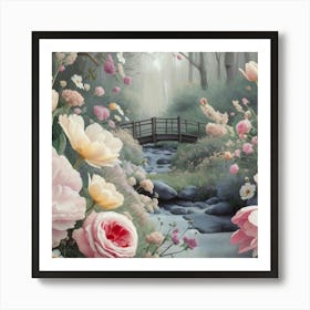 Bridge In The Woods Art Print