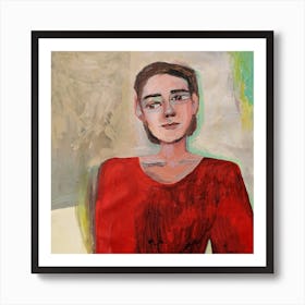 Portrait Of A Woman In Red Art Print