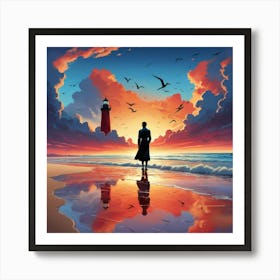 Default An Exquisite Cinematic Illustration Of A Serene Beach 3 Art Print