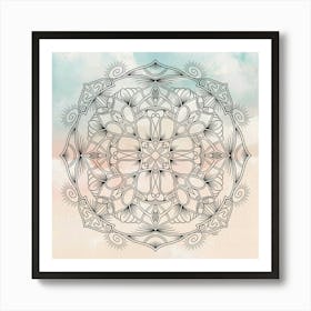 Mandala Artwork on Watercolor Background Art Print