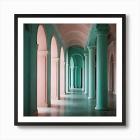 Pink And Green Hallway Art Print