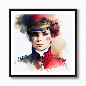 Watercolor Napoleonic Soldier Woman #3 Art Print