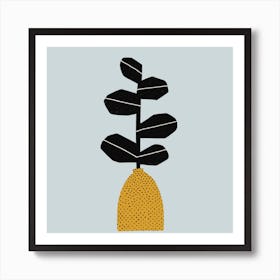 Modern Plant Yellow Dots Square Art Print