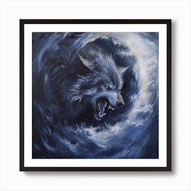 Bigsippah Ethereal Alaskan Wolf Energy Swirl Snarling Wolf Past 14226912 80b3 4241 9744 Dfef4c321f3f Topaz Enhance 3 Art Print