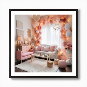 Pink Living Room Decor Art Print