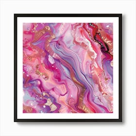 Pink And Gold Abstract Painting 1 Art Print