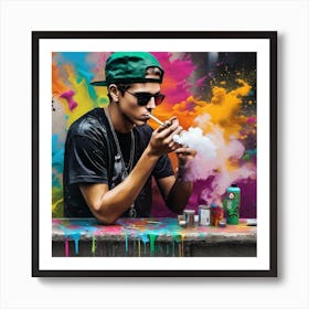Young Man Smoking A Cigarette 3 Art Print