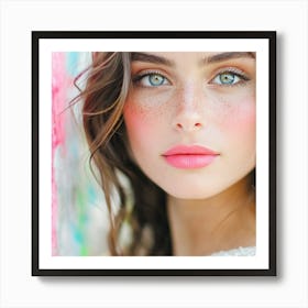 Beautiful Girl With Freckles Affiche