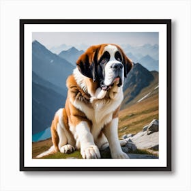 St Bernard Dog 34 Art Print