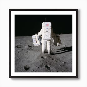 Astronaut Edwin Aldrin Prepares To Deploy Two Components Of The Early Apollo Scientific Experiments Package (Easep) Art Print