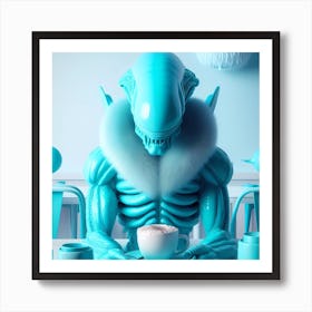 Alien In Coffee Shop 3 Art Print