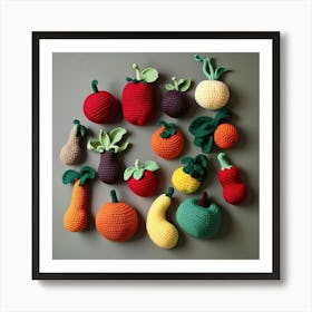 Crocheted Vegetables Art Print