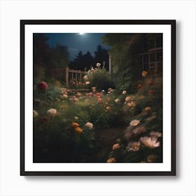 Moonlight Garden 1 Art Print