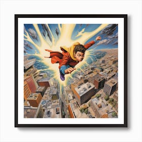 Superman Flying Art Print