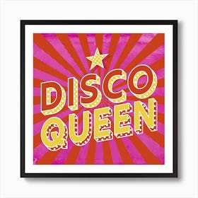 Disco Queen Pink & Yellow Square Art Print