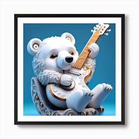 Polar Bear Playing Guitar 1 Art Print