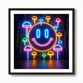 Neon Mushroom Sign Art Print