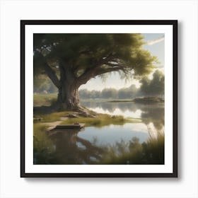 Tree By The Lake Art Print