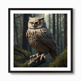 Owl In The Forest 123 Art Print