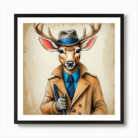 Detective Deer 3 Art Print