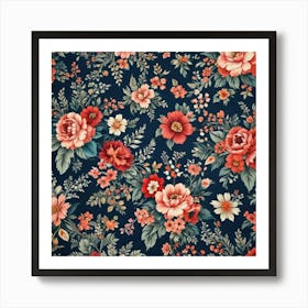 Beautiful Fabric With Floral Patttern 723133205 Art Print