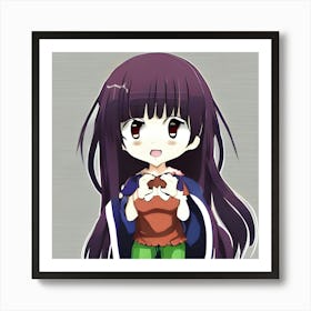 Anime Girl With Long Hair 1 Art Print