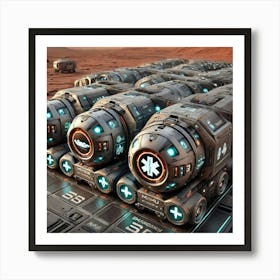 Mars Dominion Mobile Medical Unit Emergency Evacuation Pods Art Print