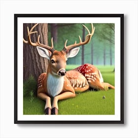 Deer In The Woods 7 Art Print
