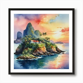 Sunset On The Island 3 Art Print