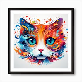 Colourful Cat Art Print