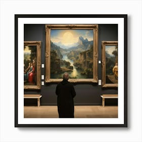 Man Looking At Paintings Art print paintings Art Print