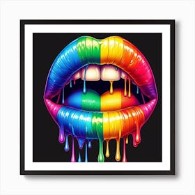 Rainbow Lips Art Print