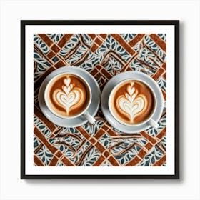 Two Coffee Cups On A Table Art Print