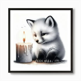 Fox With Candle 1 Art Print