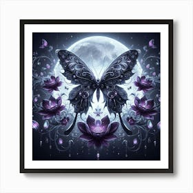 Butterfly And Lotus Art Print