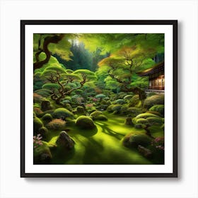 Japanese temple garden 3 Art Print