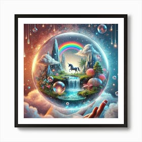 Unicorn In A Bubble 2 Art Print