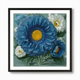 Klimts Would Love These Flowers Light Blue (3) 2 Art Print