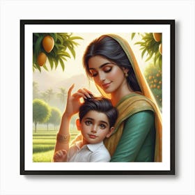 Beautiful relationship of mother and children Art Print