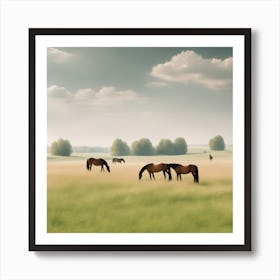 Field Landscape With Horses On It (19) Art Print