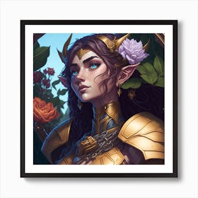 World Of Warcraft - Elven Girl With Roses Art Print