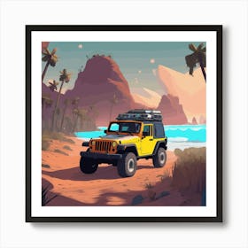 Jeep On The Beach 2 Art Print
