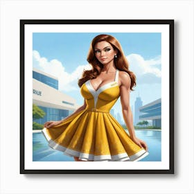 Girl In A Yellow Dress Art Print